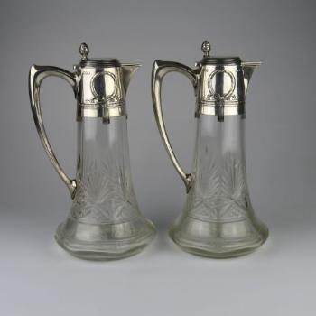 Glaskrug - klares Glas, Silber - 1900 Glaskrug - klares Glas, Silber - 1900