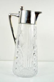 Karaffe - geschliffenes Glas, Silber - 1910 Karaffe - geschliffenes Glas, Silber - 1910